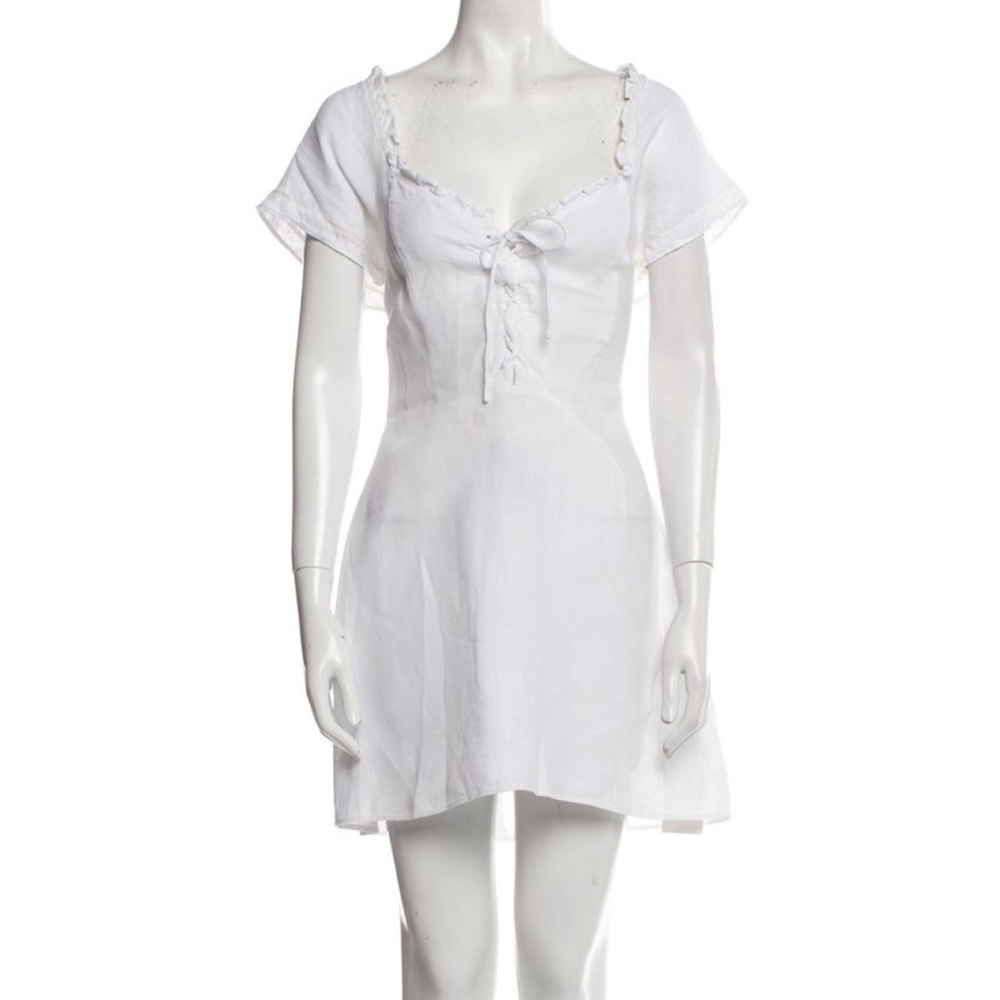 Reformation White Sleeveless Scoop Neck Sundress